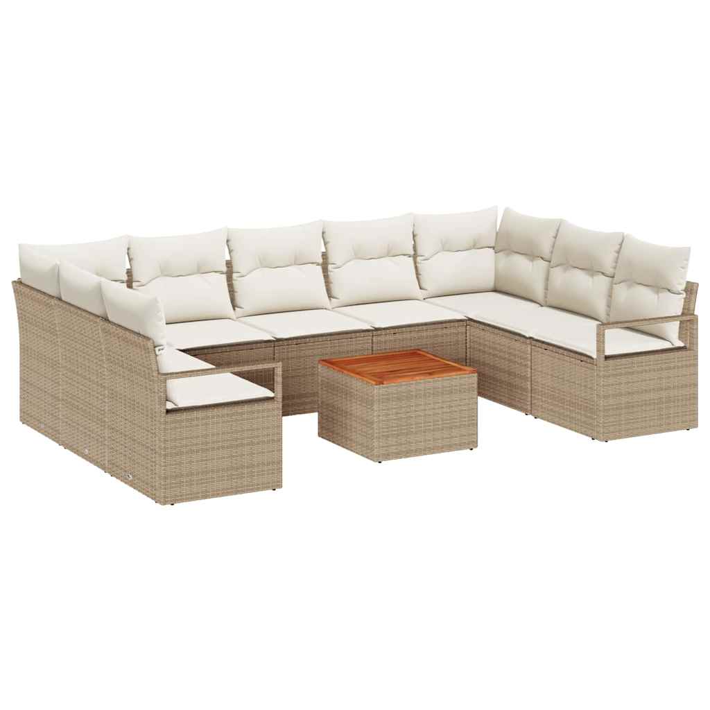 Havesofa Sæt 10 pcs Beige og hvid