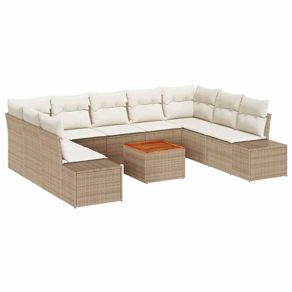 Havesofa Sæt 10 pcs Beige og hvid