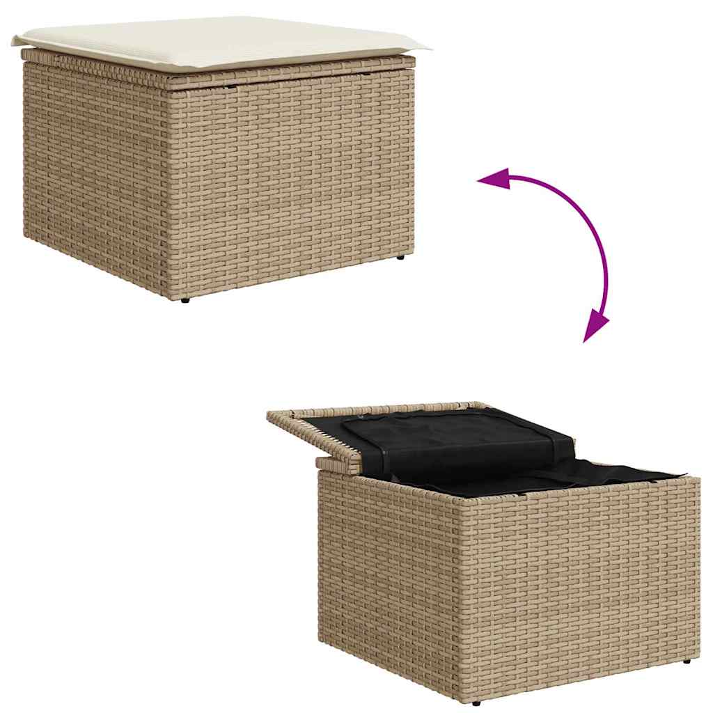 Havesofa Sæt med opbevaring 9 pcs Beige Poly rattan