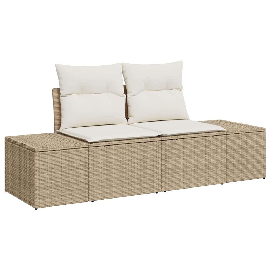 Havesofa Sæt med opbevaring 9 pcs Beige Poly rattan