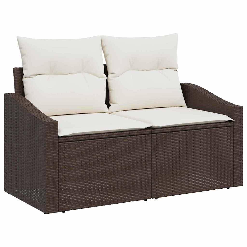 Havesofa Sæt med pude med opbevaring 6 pcs Brun Poly rattan