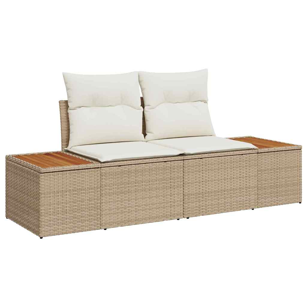 Havesofa Sæt med pude med opbevaring 7 pcs Beige Poly rattan