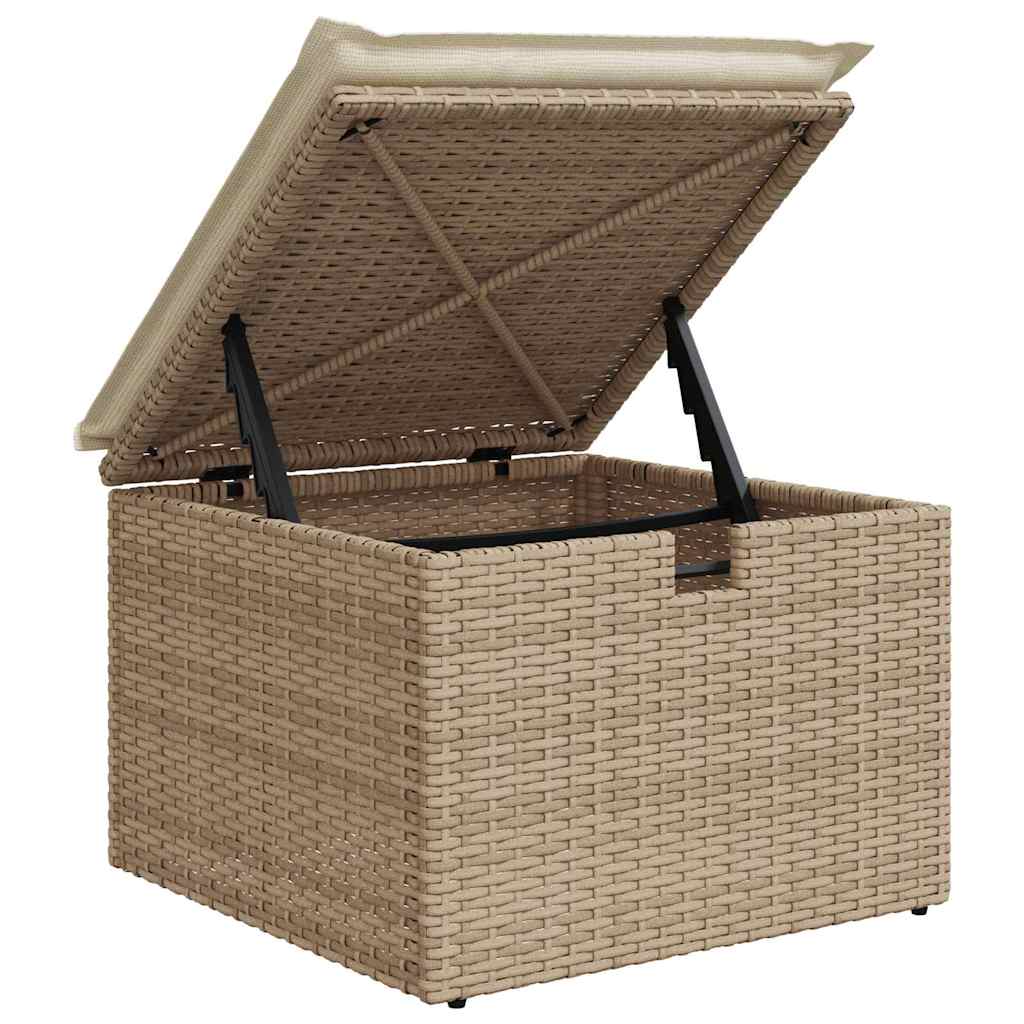 Havesofa Sæt med pude med opbevaring 6 pcs Beige Poly rattan