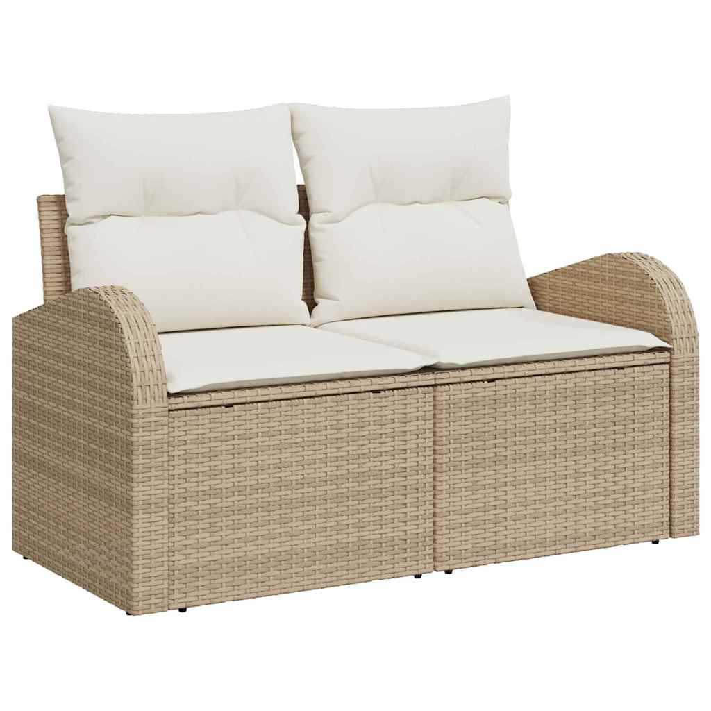 Havesofa Sæt med pude med opbevaring 6 pcs Beige polyrattan