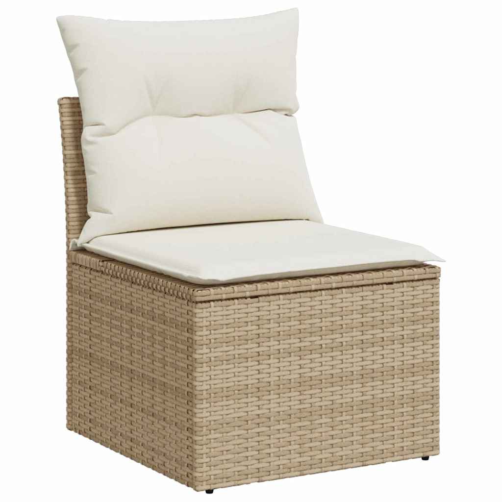Havesofa Sæt med pude med opbevaring 6 pcs Beige polyrattan