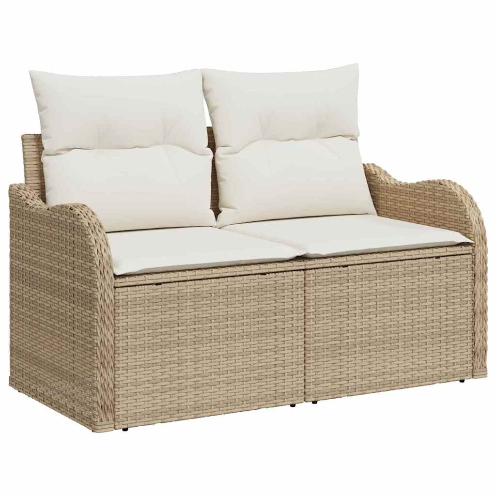 Havesofa Sæt med opbevaring 8 pcs Beige Poly rattan