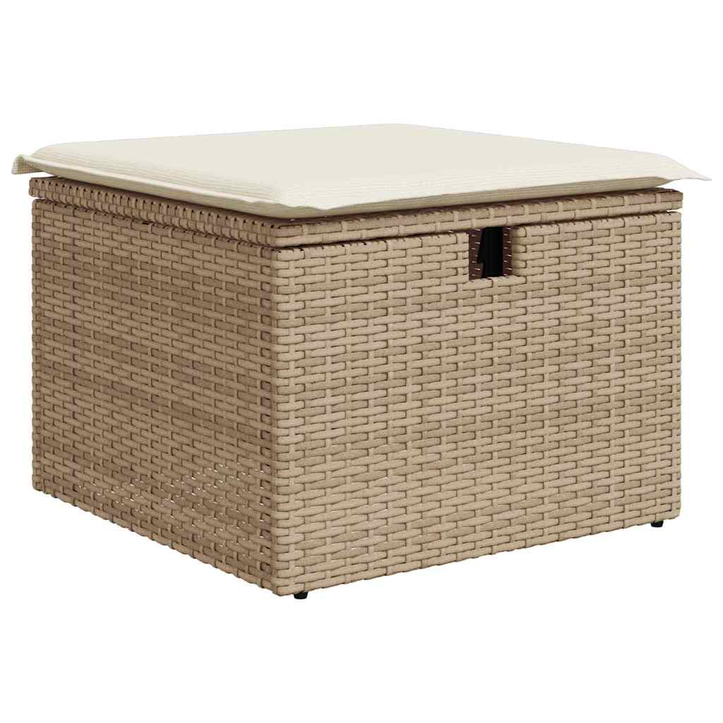 Havesofa Sæt med opbevaring 8 pcs Beige Poly rattan