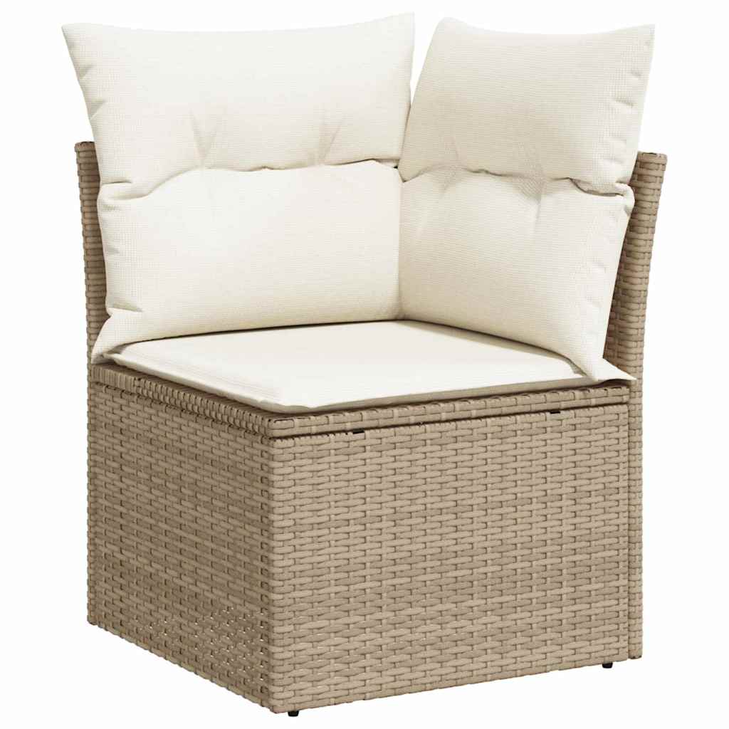 Havesofa Sæt med opbevaring 11 pcs Beige Poly rattan