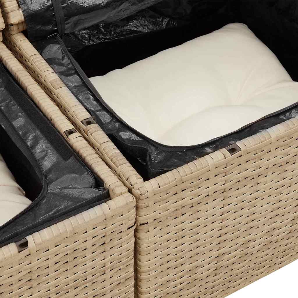 Havesofa Sæt med opbevaring 8 pcs Beige Poly rattan