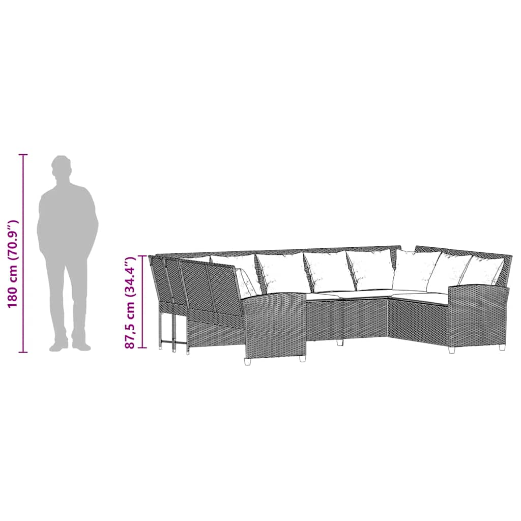 havesofa med hynder polyrattan grå