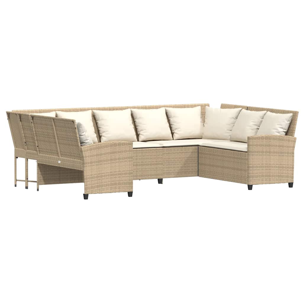 havesofa med hynder polyrattan beige