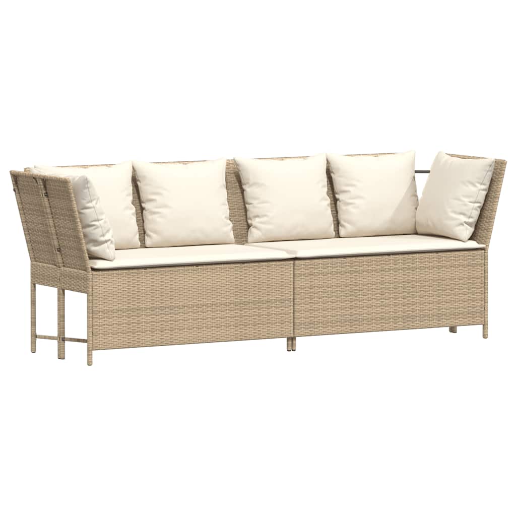 havesofa med hynder polyrattan beige