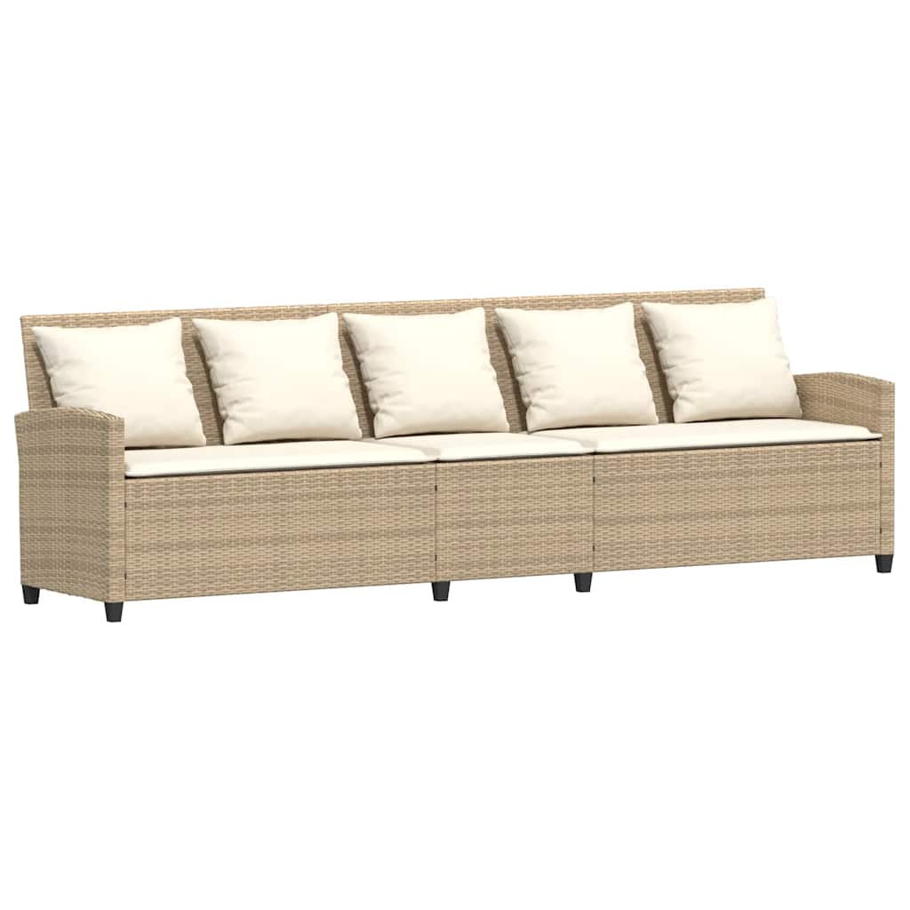 havesofa med hynder polyrattan beige
