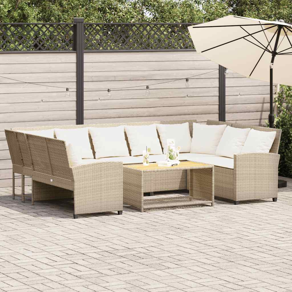 havesofa med hynder polyrattan beige