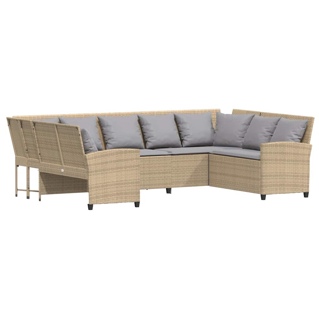 havesofa med hynder polyrattan beige