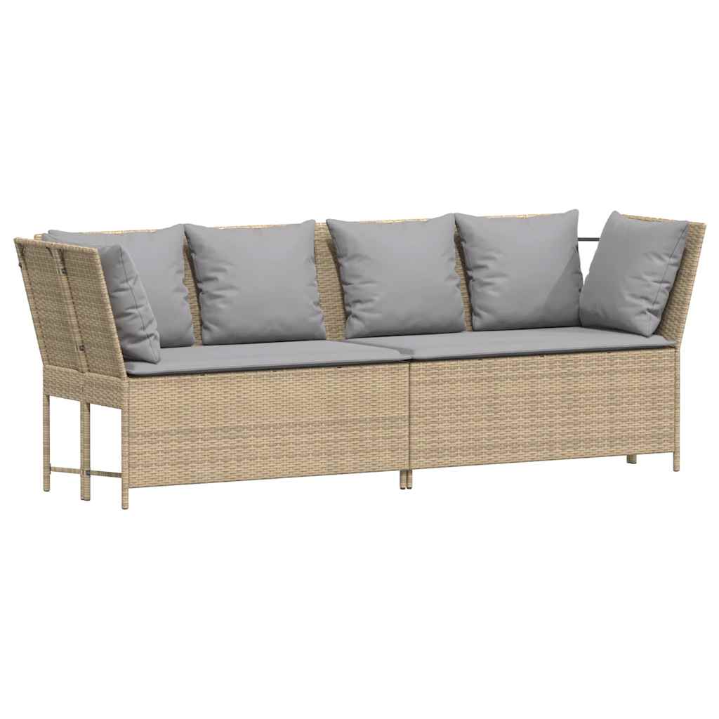 havesofa med hynder polyrattan beige