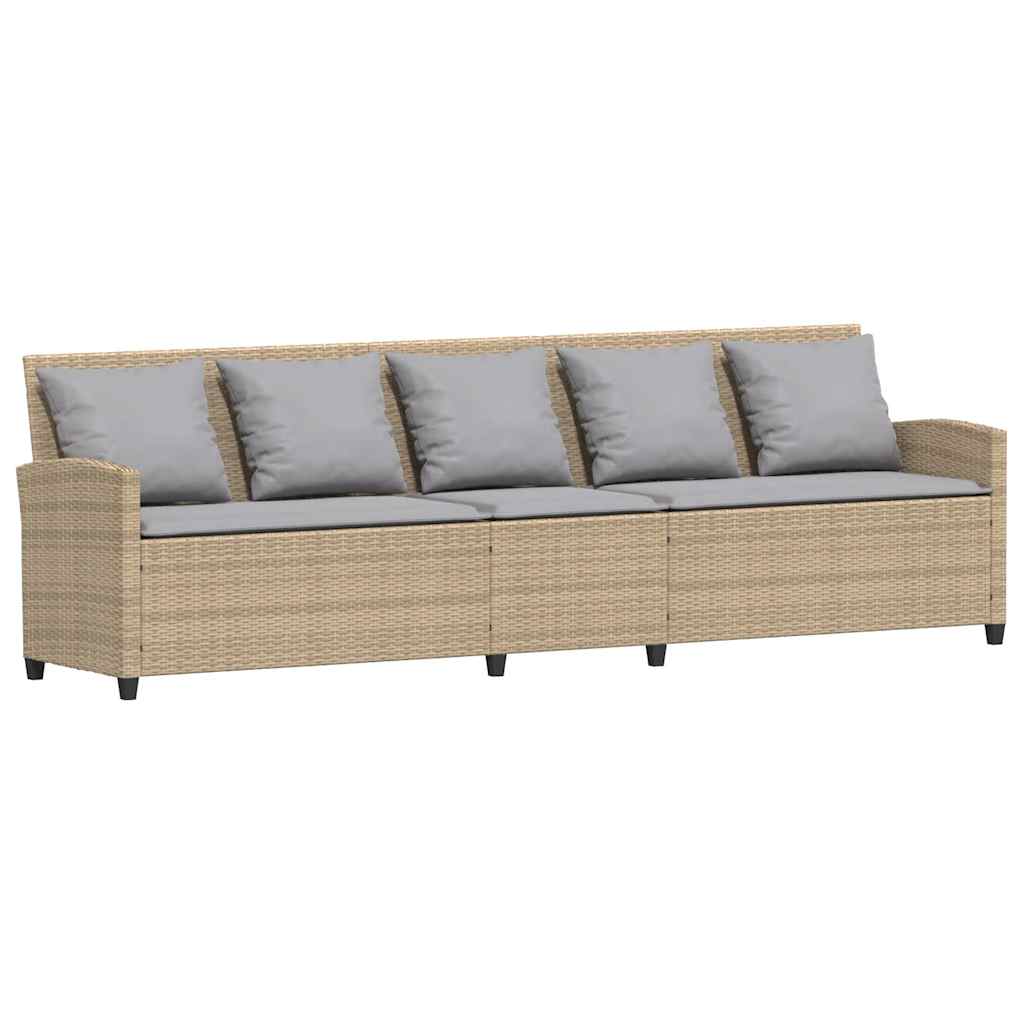 havesofa med hynder polyrattan beige