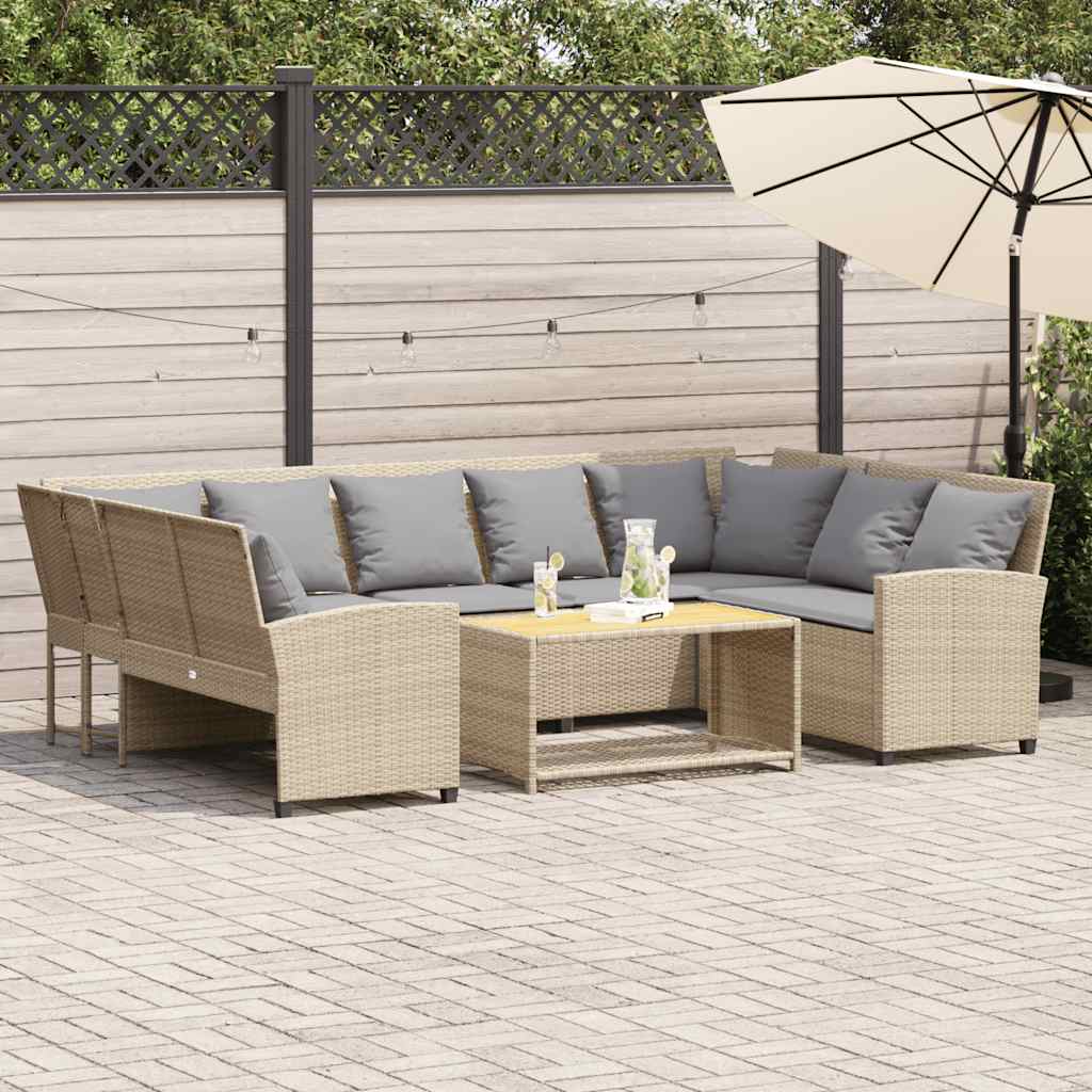 havesofa med hynder polyrattan beige
