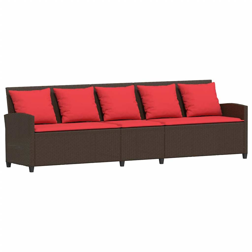 havesofa med hynder polyrattan brun