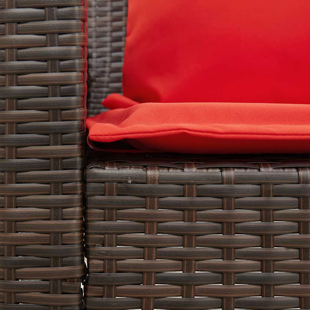 havesofa med hynder polyrattan brun