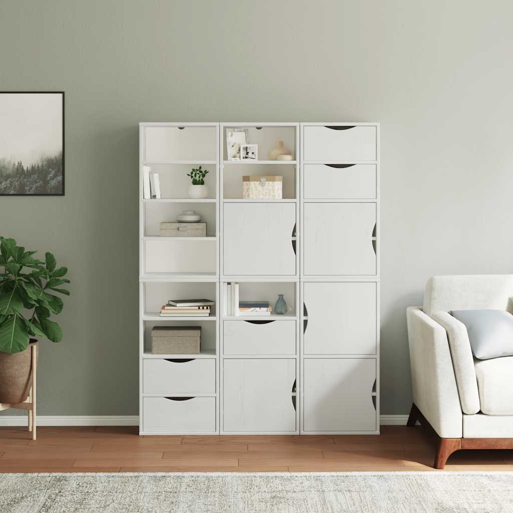 sidekabinetter 6 stk ODDA 40x24x79 cm massivt fyrretræ hvid