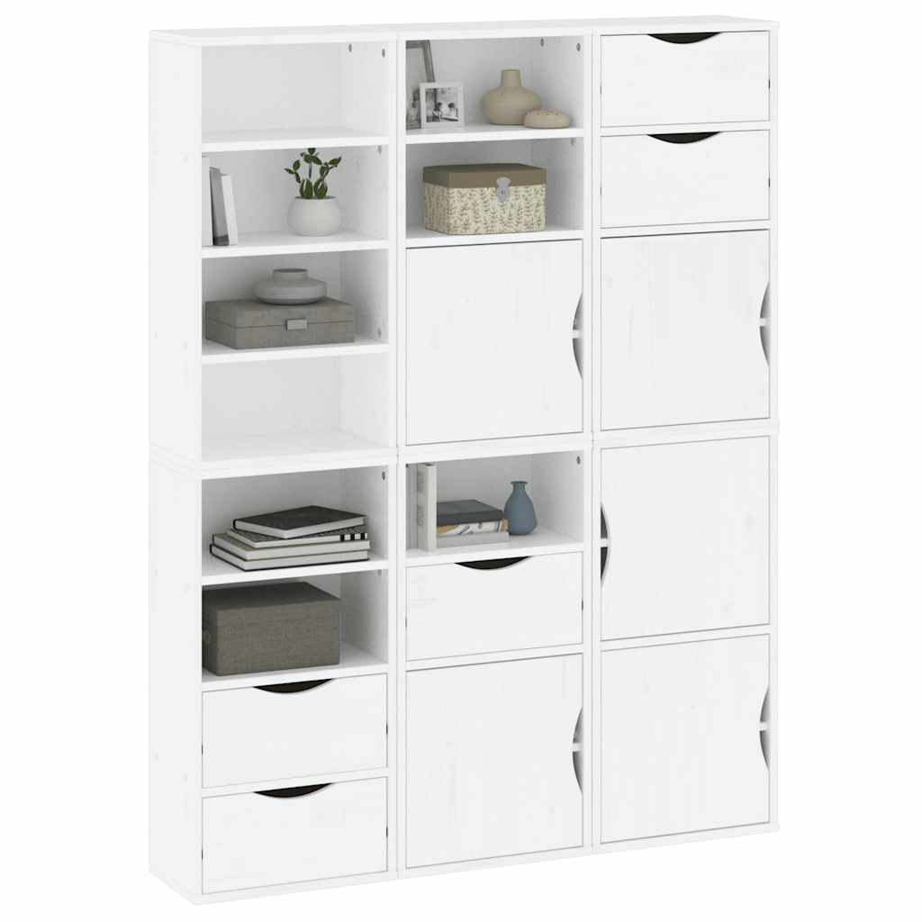 sidekabinetter 6 stk ODDA 40x24x79 cm massivt fyrretræ hvid