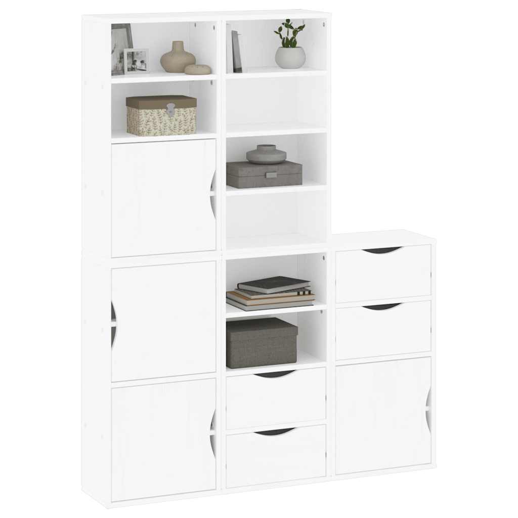sidekabinetter 5 stk ODDA 40x24x79 cm massivt fyrretræ hvid