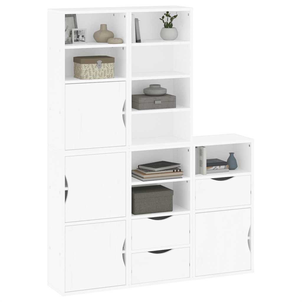 sidekabinetter 5 stk ODDA 40x24x79 cm massivt fyrretræ hvid