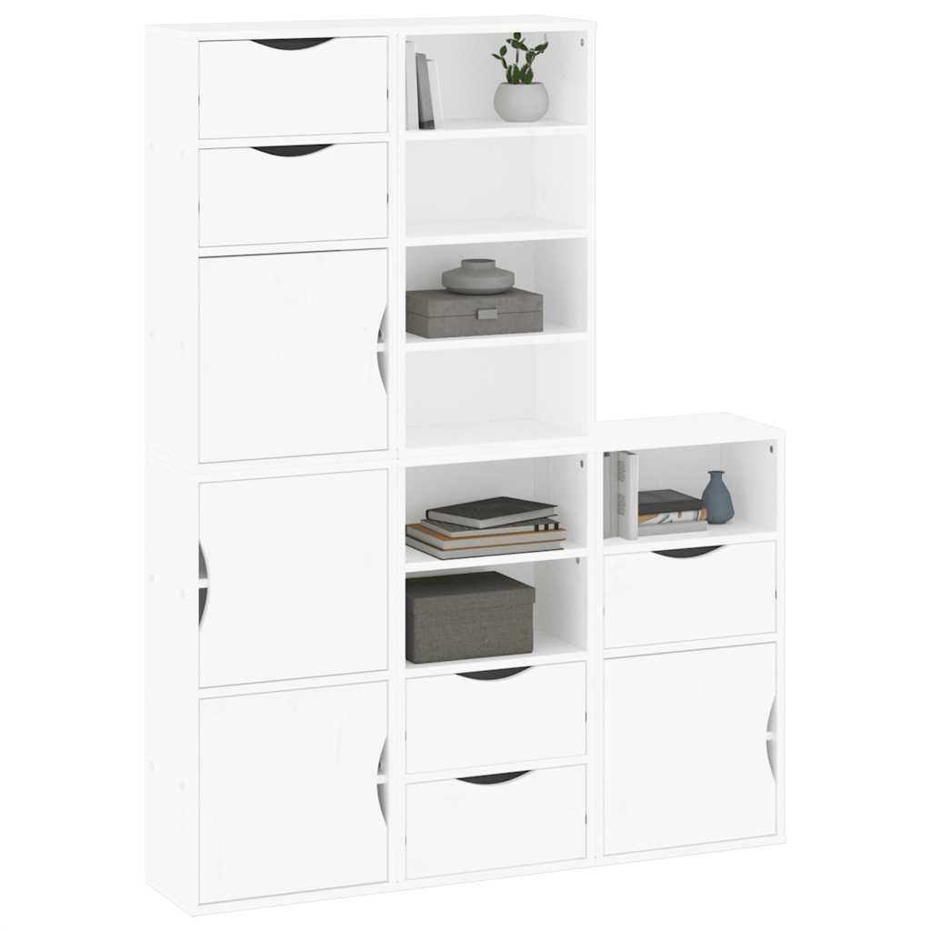 sidekabinetter 5 stk ODDA 40x24x79 cm massivt fyrretræ hvid