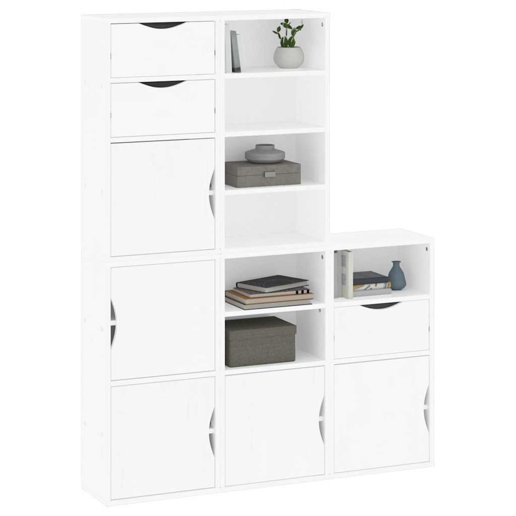 sidekabinetter 5 stk ODDA 40x24x79 cm massivt fyrretræ hvid