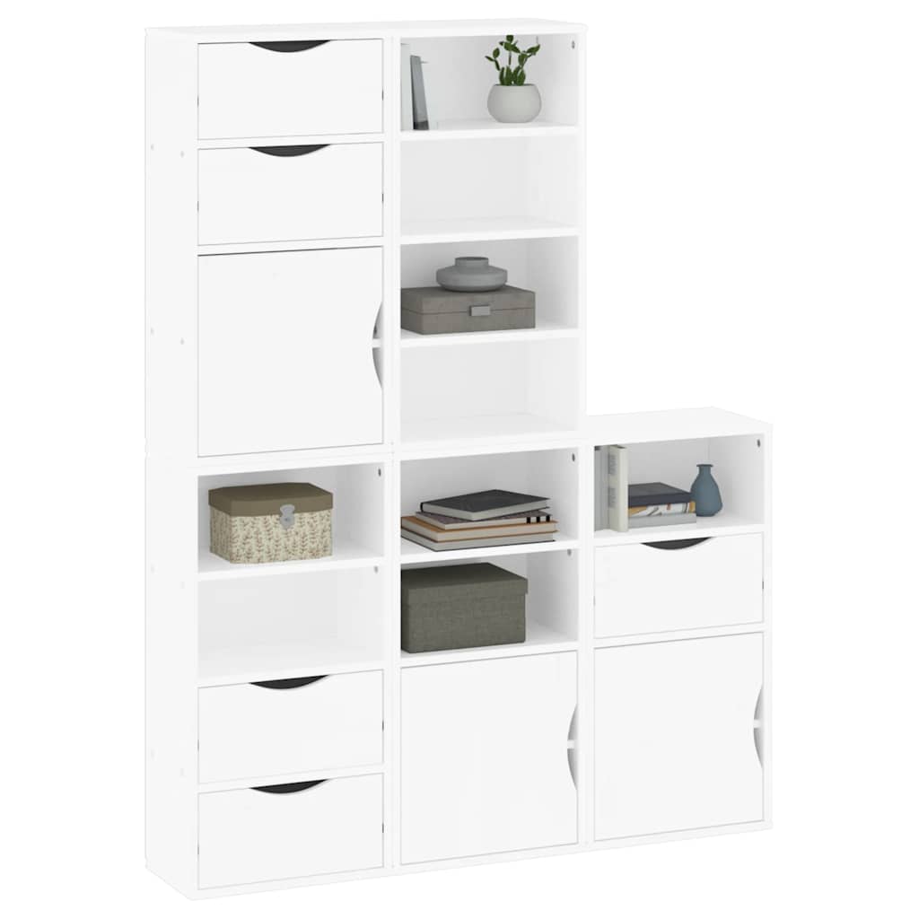 sidekabinetter 5 stk ODDA 40x24x79 cm massivt fyrretræ hvid