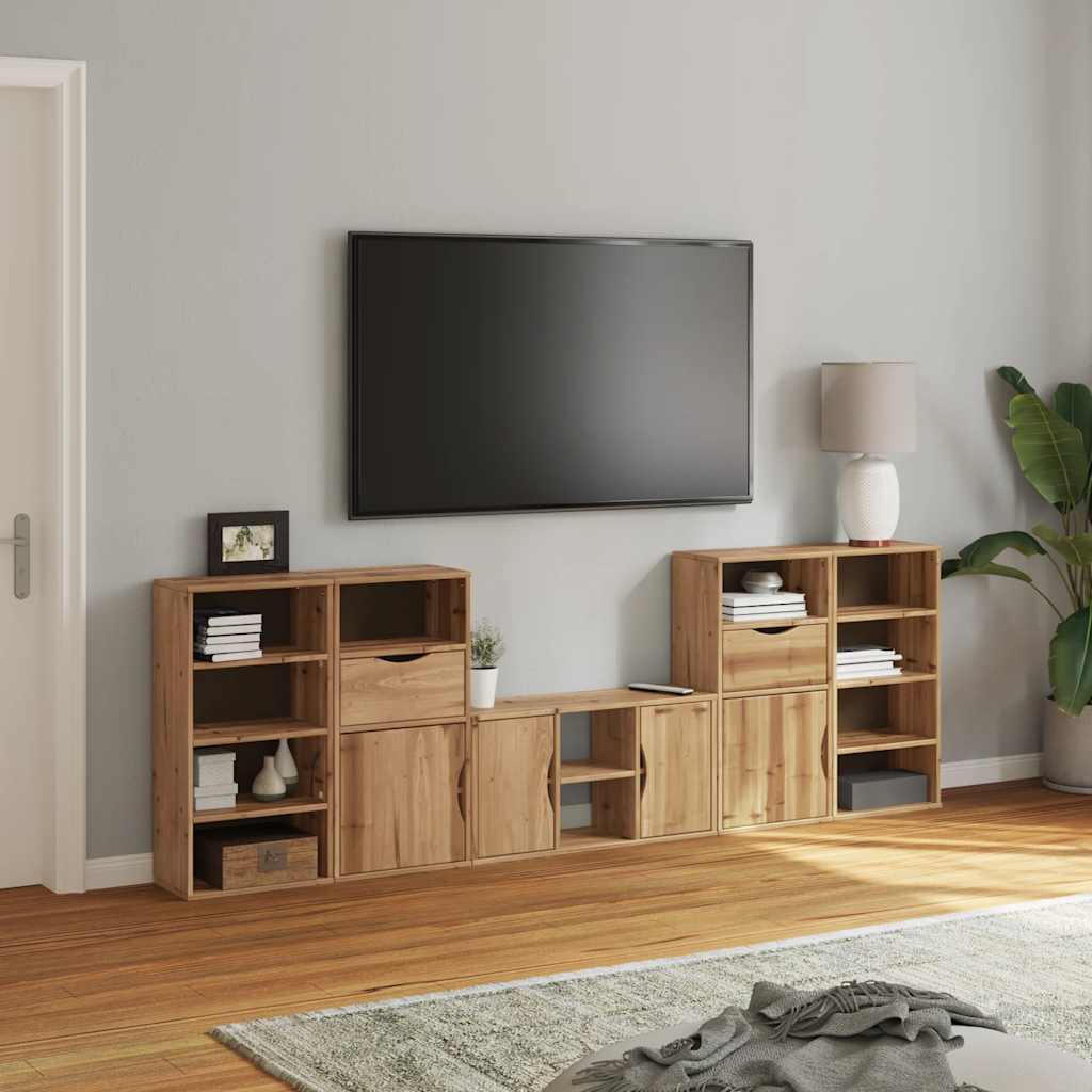 TV-skabe 5 stk med opbevaring ODDA massivt fyrretræ