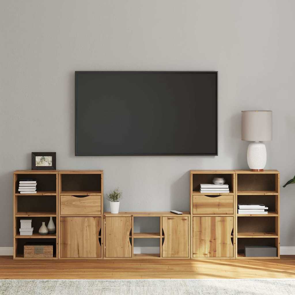 TV-skabe 5 stk med opbevaring ODDA massivt fyrretræ