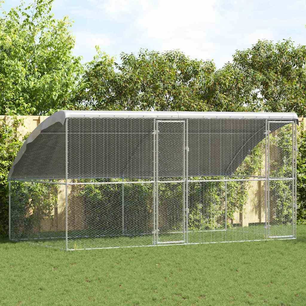 Hønsebur Sølv 400 x 200 x 198.5 cm Galvaniseret stål