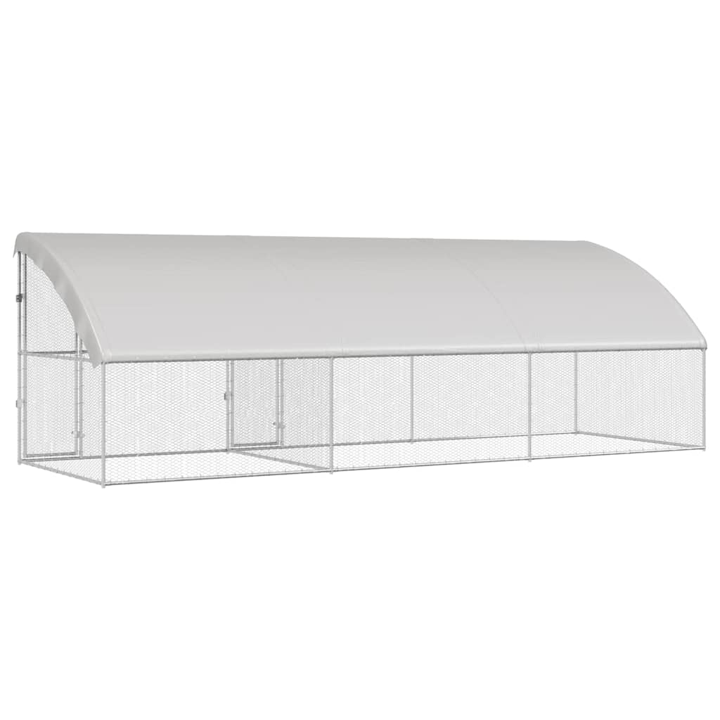 Hønsebur Sølv 600 x 200 x 198.5 cm Galvaniseret stål
