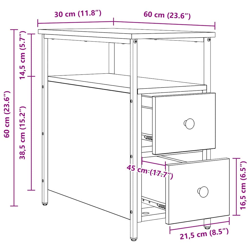 Natskab 2 pcs Gammelt træ 30 x 60 x 60 cm Konstrueret træ