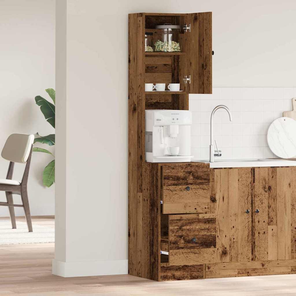 Køkken skænk med skuffe med hylde Gammelt træ 32 x 50 x 180 cm