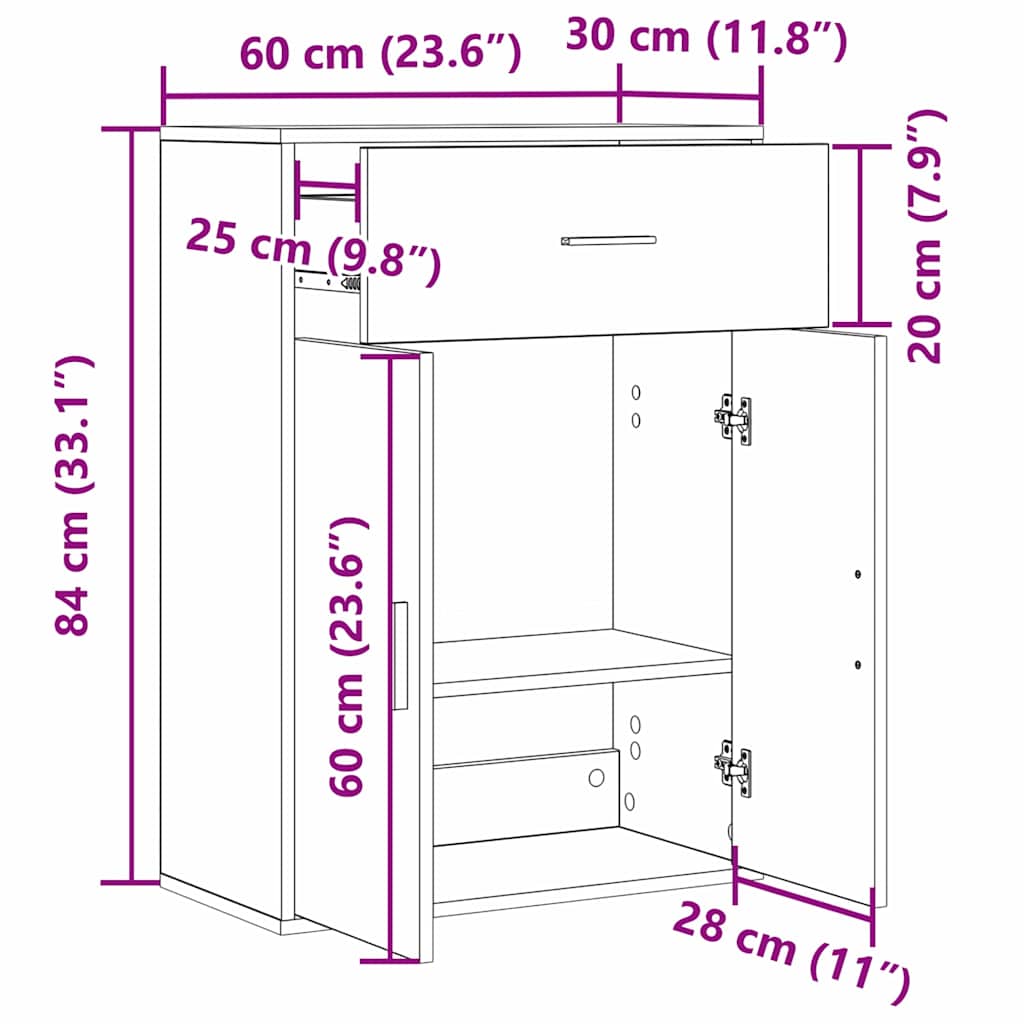 Sideboard Gammelt træ 79 x 38 x 80 cm Konstrueret træ