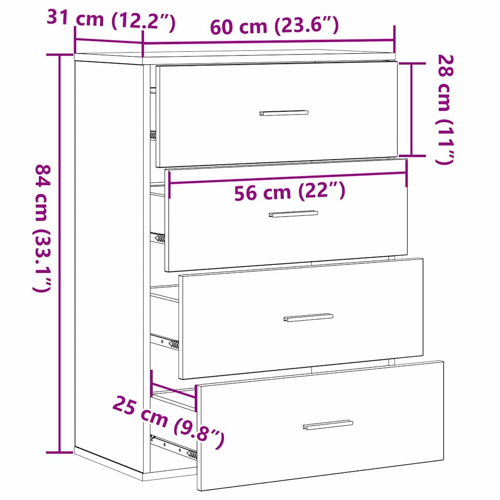 Sideboard med skuffe artisan eg 60 x 39 x 80 cm Konstrueret træ