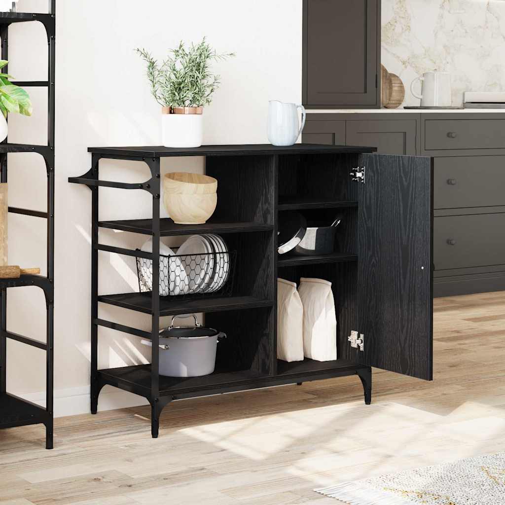 Køkkenvogn Sort eg 87.5 x 38.5 x 84.5 cm Konstrueret træ