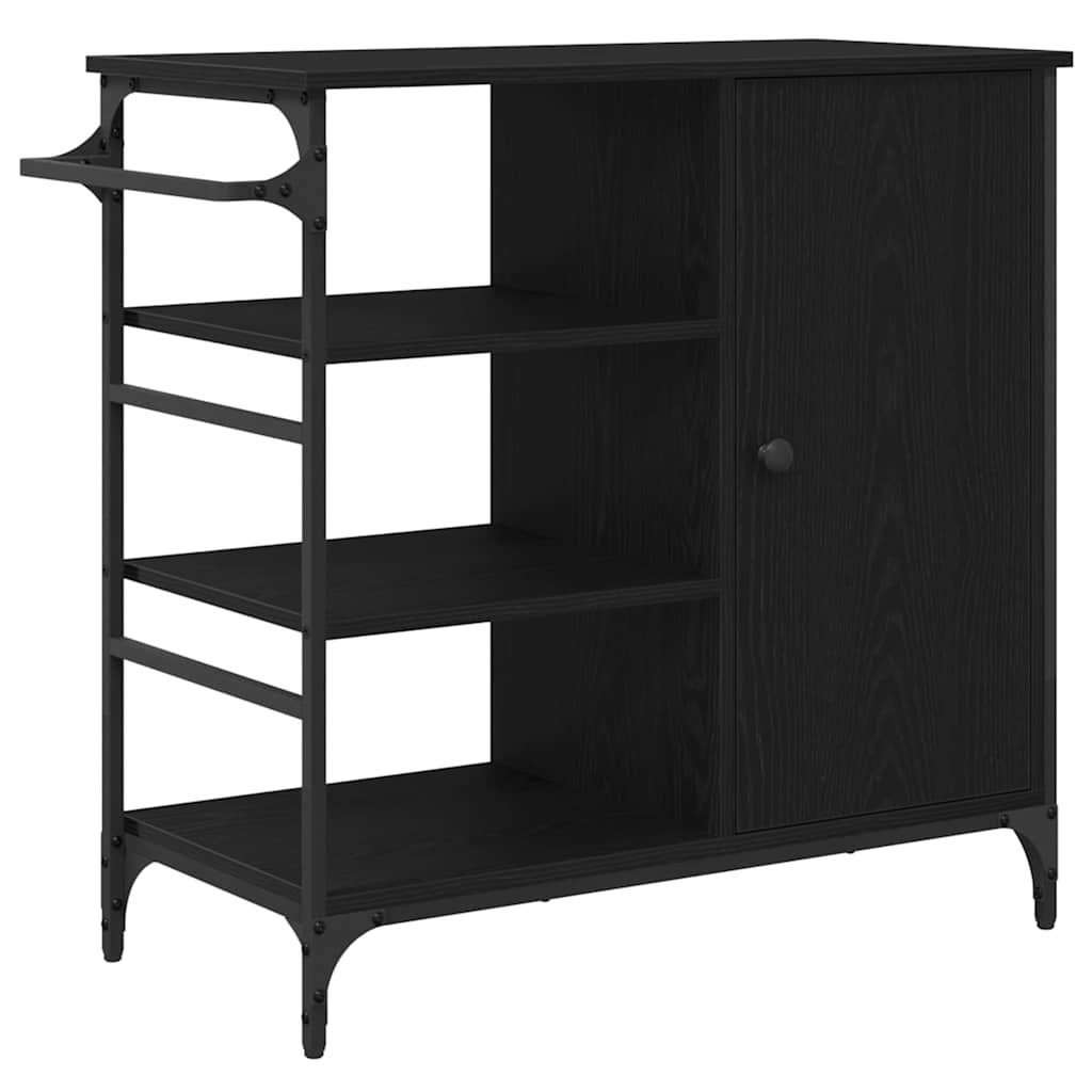 Køkkenvogn Sort eg 87.5 x 38.5 x 84.5 cm Konstrueret træ