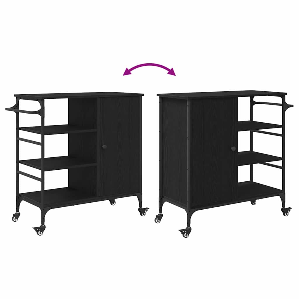 Køkkenvogn Sort eg 87.5 x 38.5 x 84.5 cm Konstrueret træ
