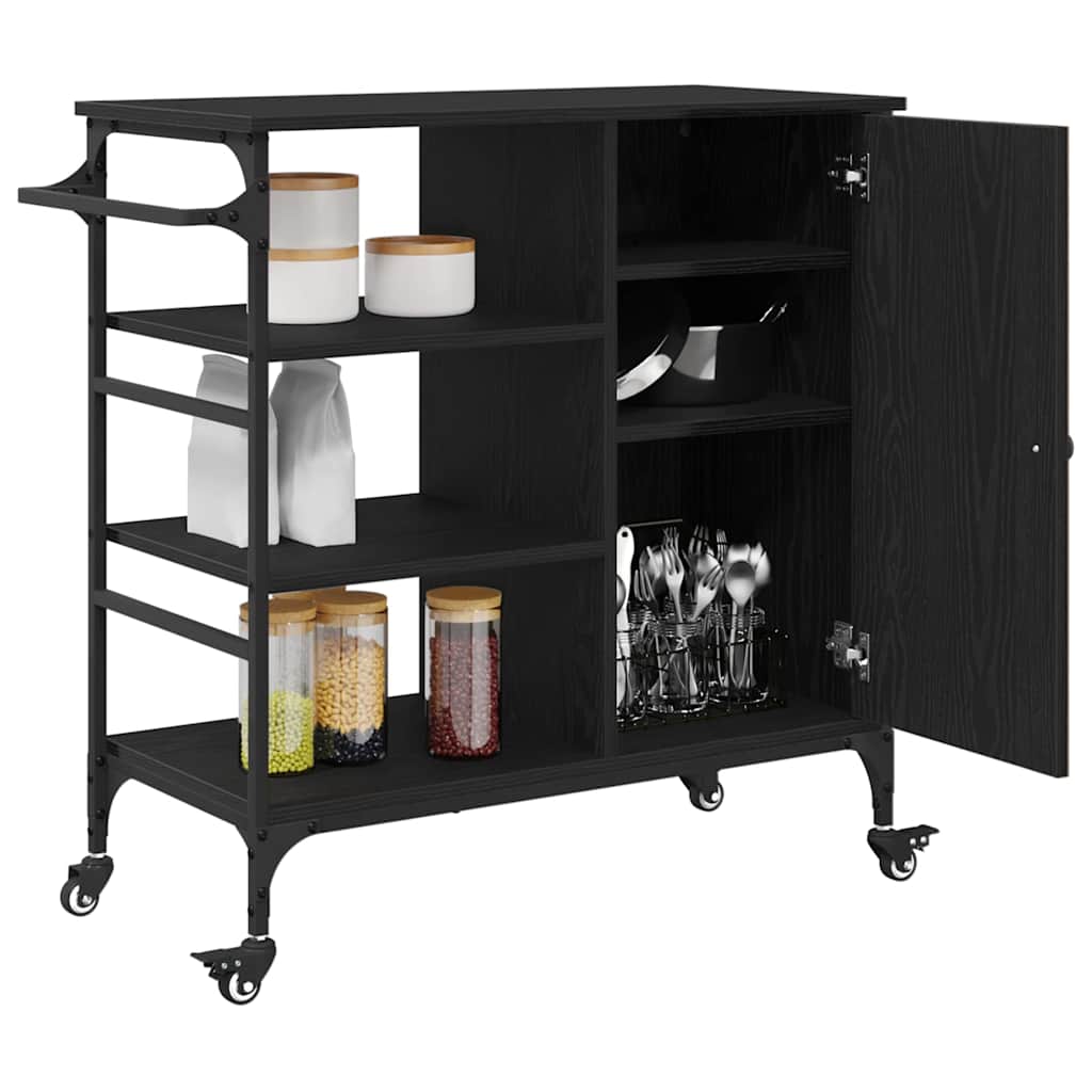 Køkkenvogn Sort eg 87.5 x 38.5 x 84.5 cm Konstrueret træ