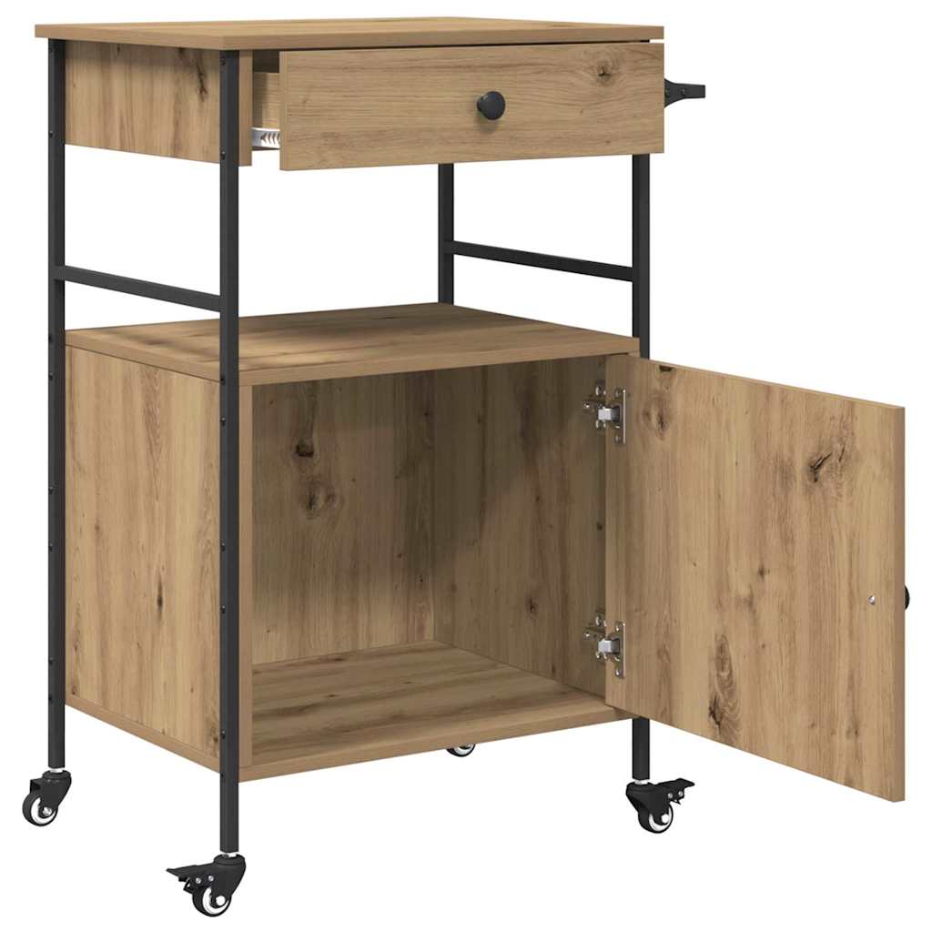 Køkkenvogn Artisan eg og sort 56 x 43 x 89.5 cm Konstrueret træ