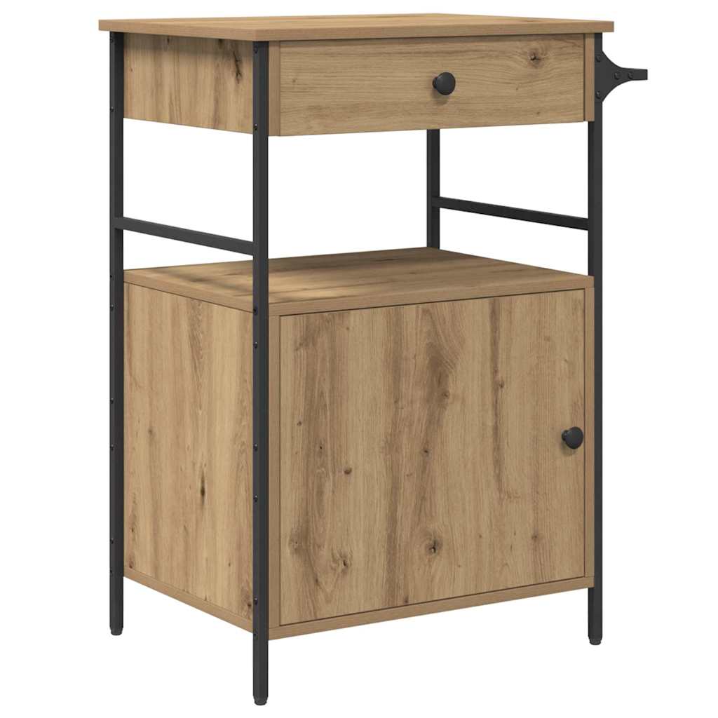 Køkkenvogn Artisan eg og sort 56 x 43 x 89.5 cm Konstrueret træ