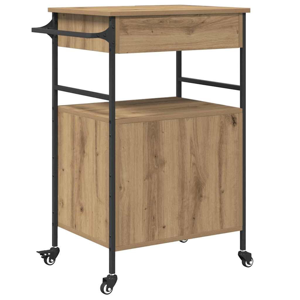 Køkkenvogn Artisan eg og sort 56 x 43 x 89.5 cm Konstrueret træ