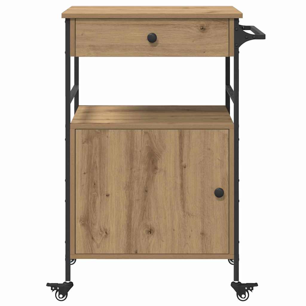 Køkkenvogn Artisan eg og sort 56 x 43 x 89.5 cm Konstrueret træ