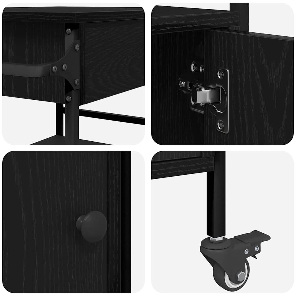 Køkkenvogn Sort eg 56 x 43 x 89.5 cm Konstrueret træ