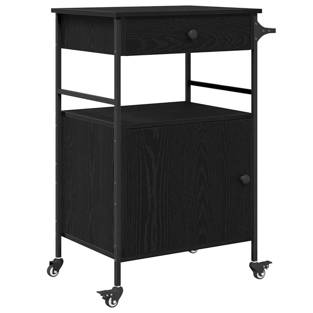 Køkkenvogn Sort eg 56 x 43 x 89.5 cm Konstrueret træ