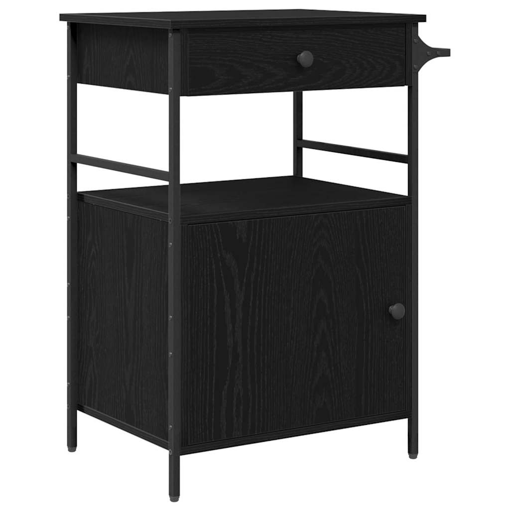 Køkkenvogn Sort eg 56 x 43 x 89.5 cm Konstrueret træ